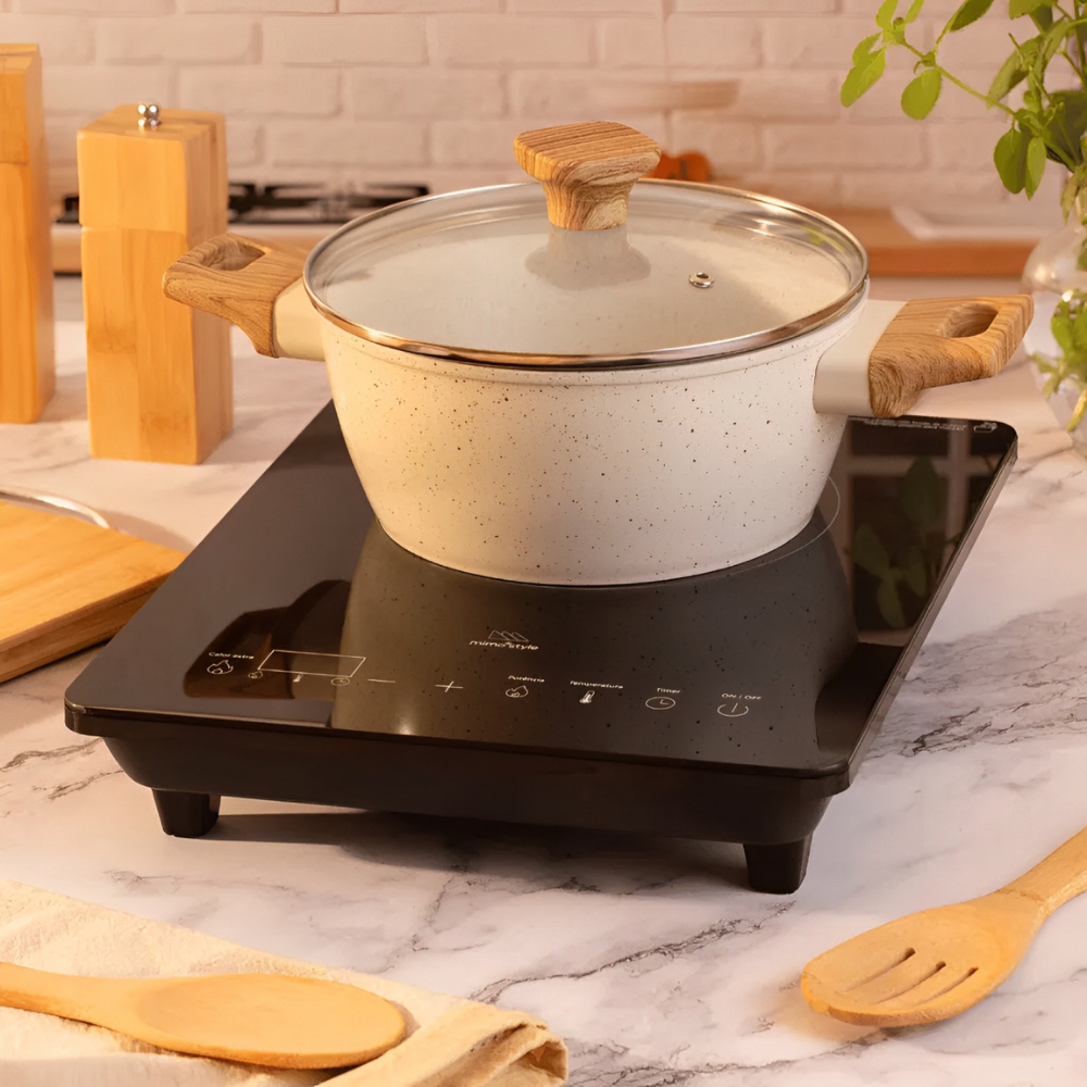 Cooktop de Indução Elétrico Portátil 1 Boca Smart Touch 8 Níveis de Temperatura Mimo Style