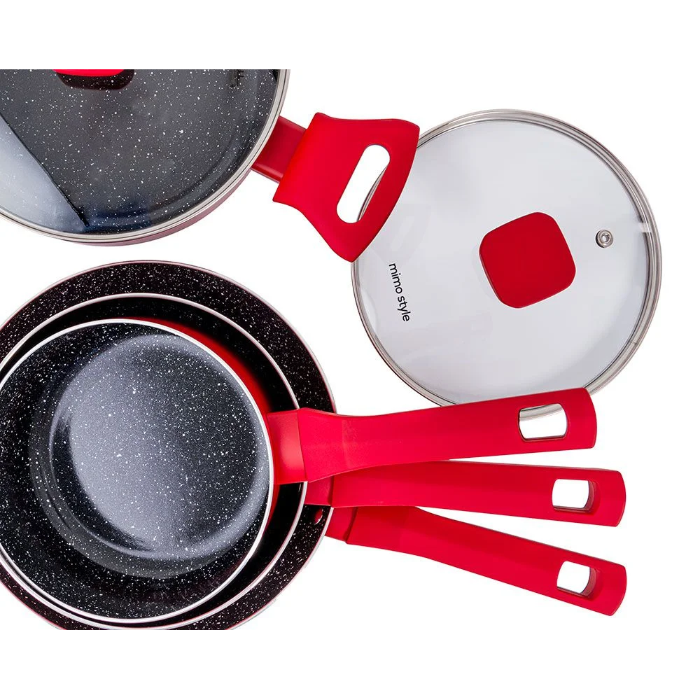 Jogo de Panelas 10 Pçs Indução Red Revestimento Cerâmico