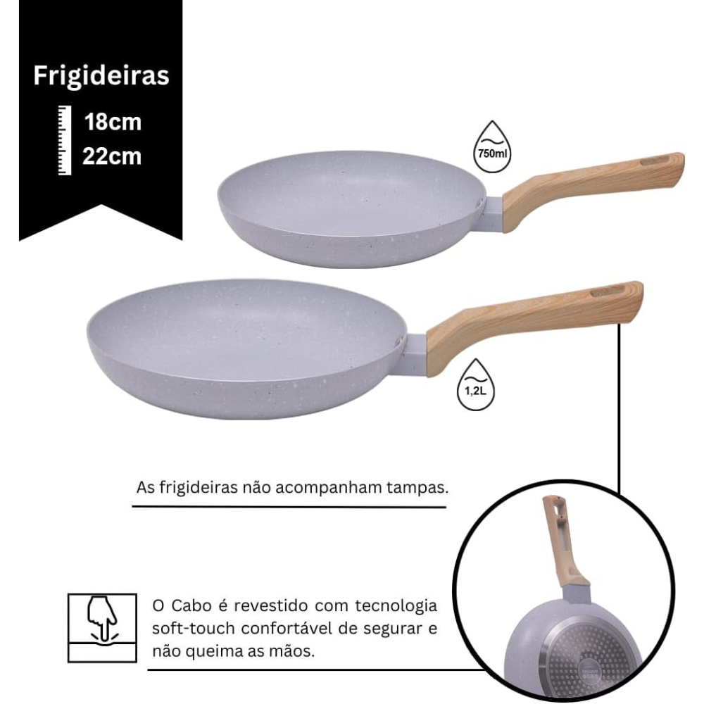 Jogo de Panelas 10 Pçs Indução Grafite Revestimento Cerâmico