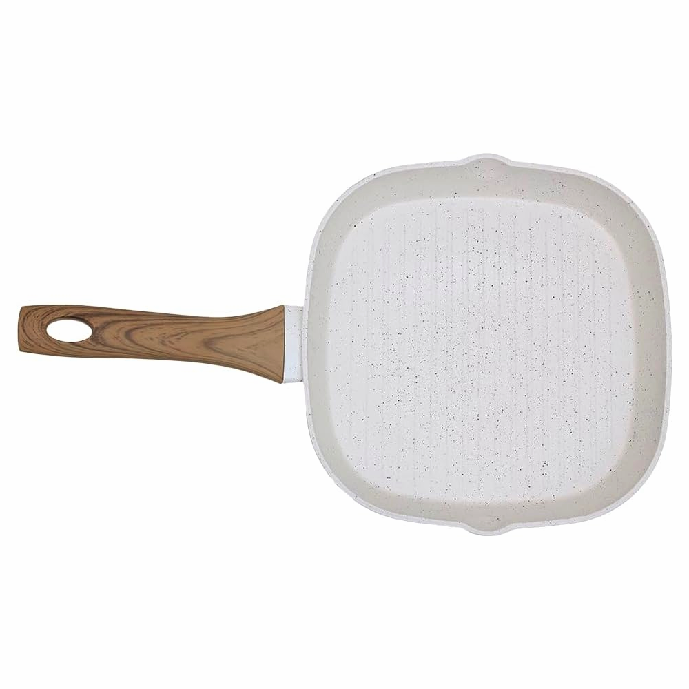 FRIGIDEIRA ANTIADERENTE GRILL INDUÇÃO QUADRADA BAQUELITE E ALUMINIO 24CM MARMOL STYLE COOK