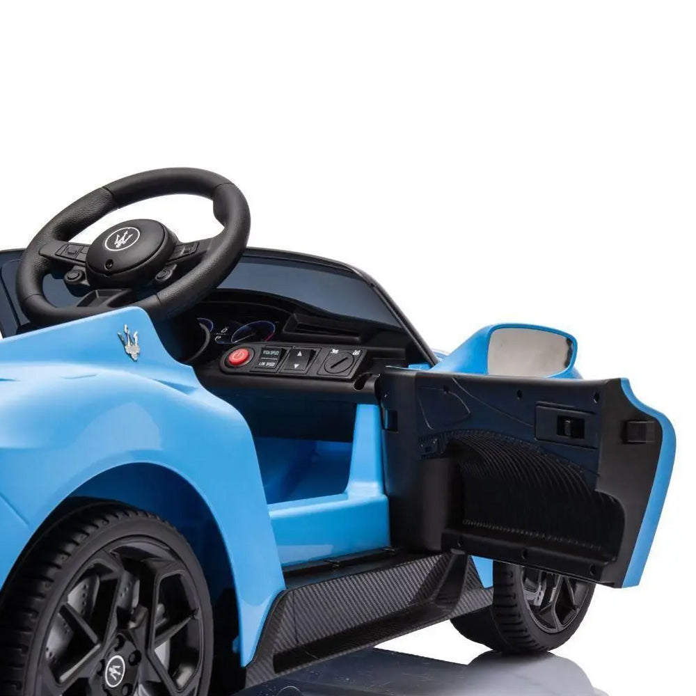 Carro Elétrico Infantil 12v Maserati MC20 Azul Com Controle Remoto Luz de LED e Sons de Motor