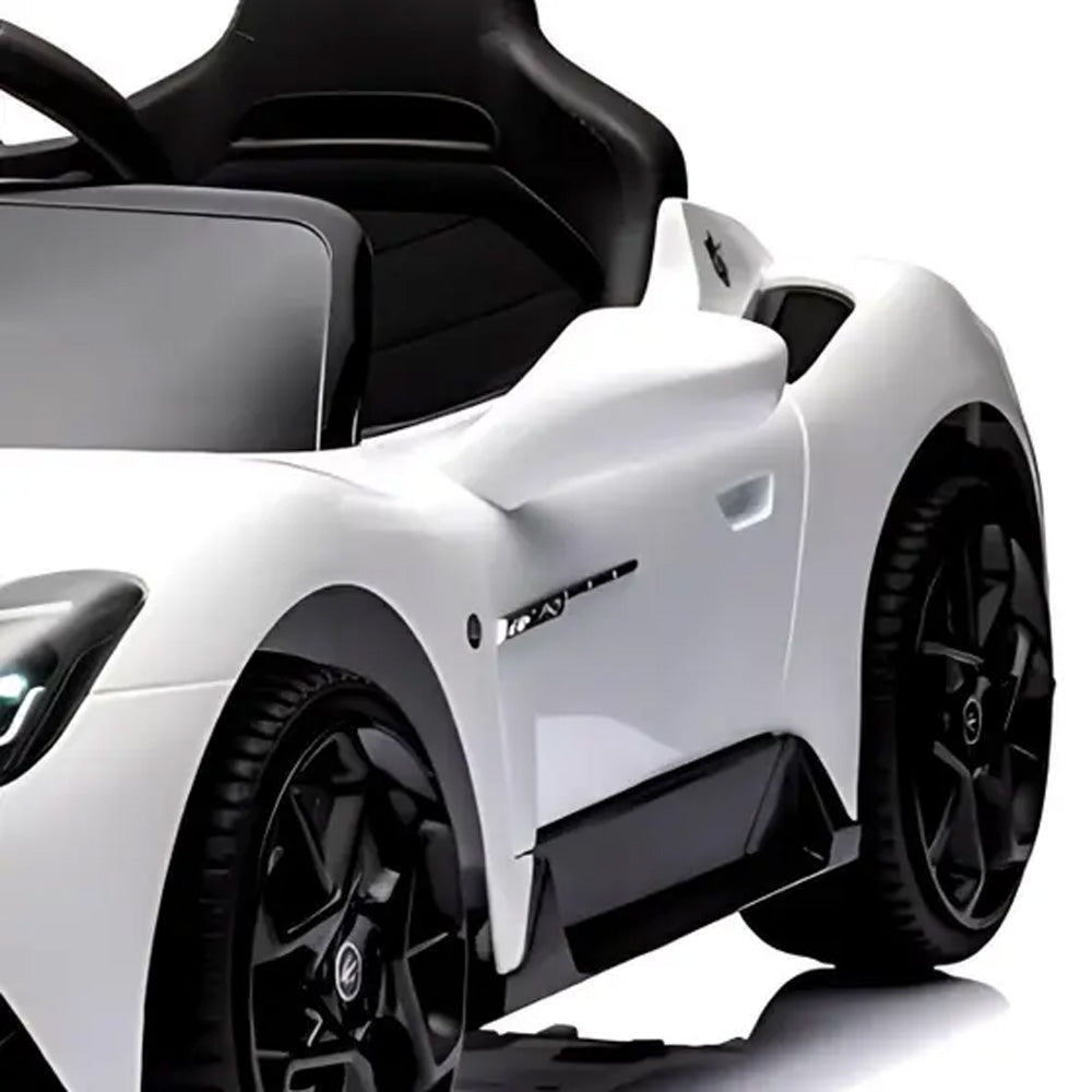 Carro Elétrico Infantil 12v Maserati MC20 Branco Com Controle Remoto Luz de LED e Sons de Motor