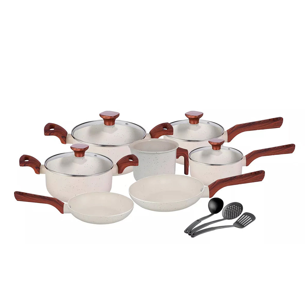 Conjunto Jogo de Panelas Antiaderente Cerâmica Indução 10 Unidades Pratic Cook Marmol Mimo Style