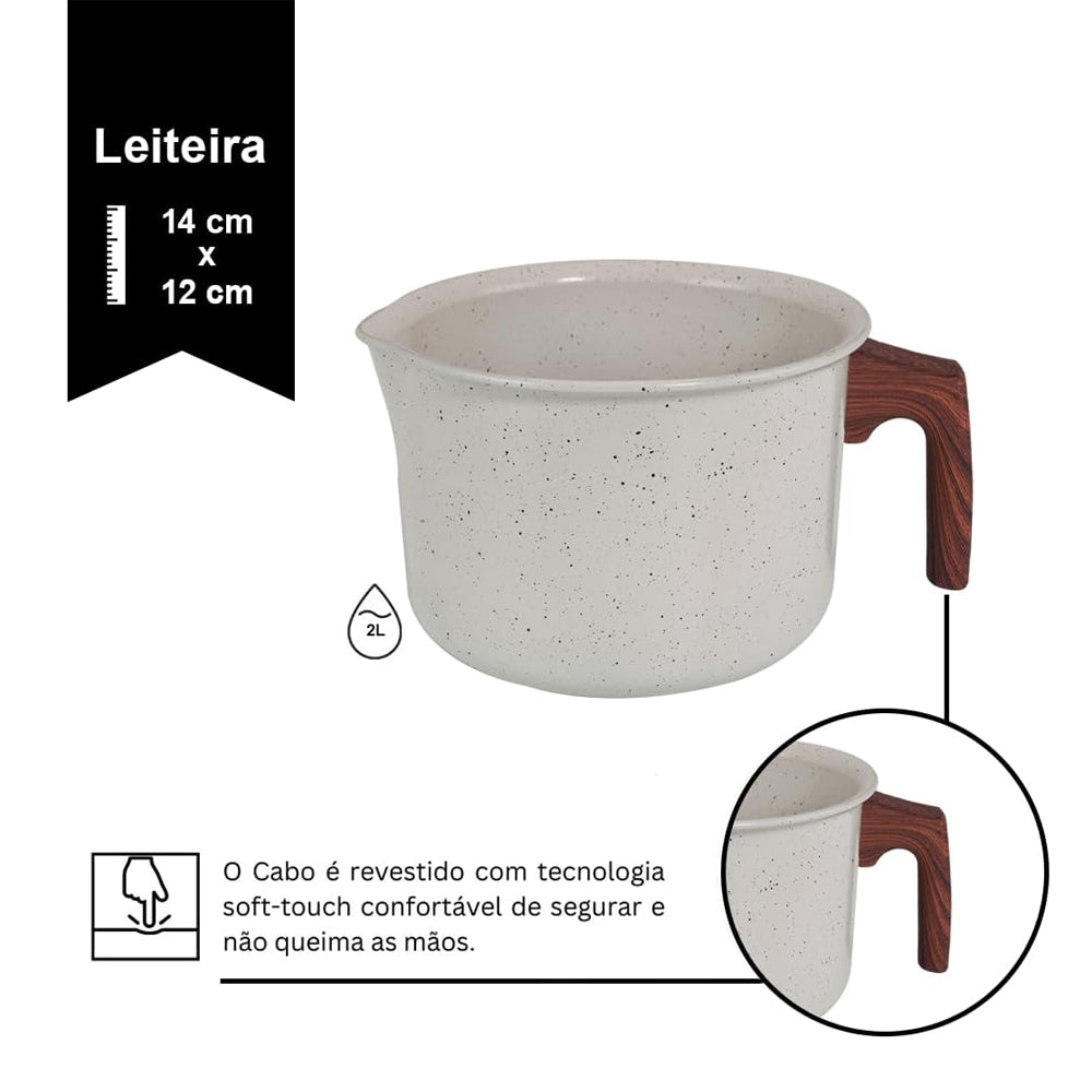 Conjunto Jogo de Panelas Antiaderente Cerâmica Indução 10 Unidades Pratic Cook Marmol Mimo Style