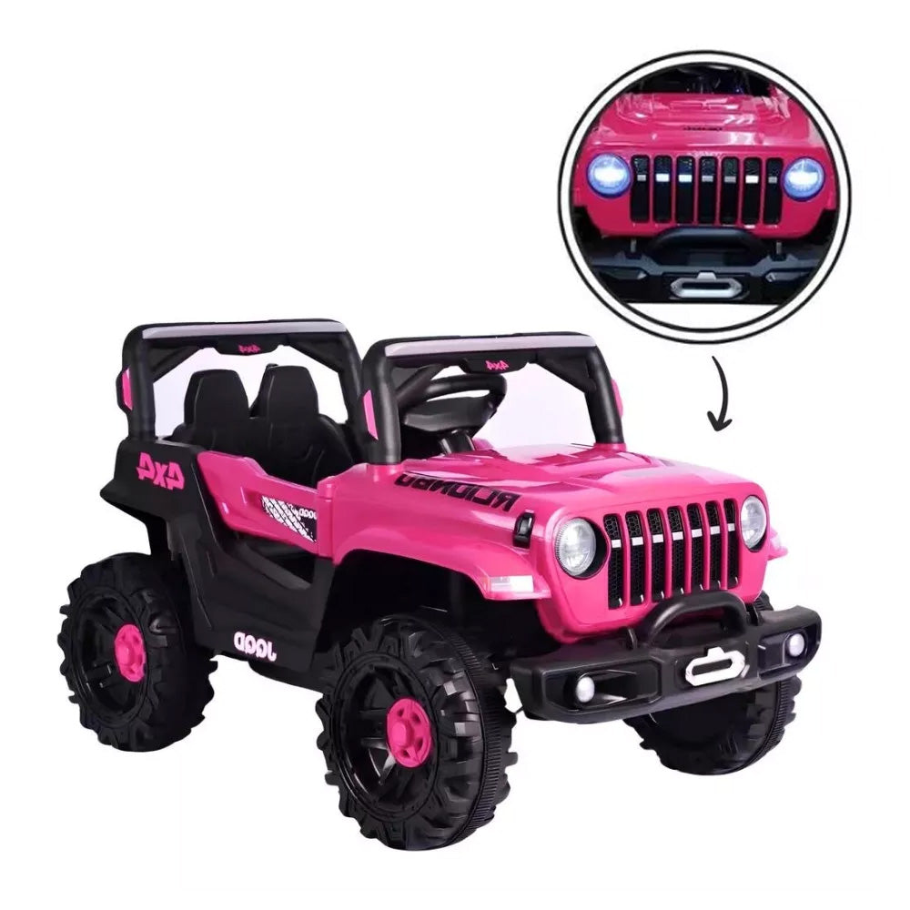 Carro Elétrico Infantil Jipe Off-Road Rosa 12V Com Controle Remoto Zippy