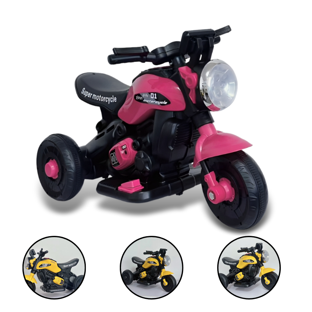Mini Moto Elétrica Triciclo Infantil Zyppy 6V com Som e Música