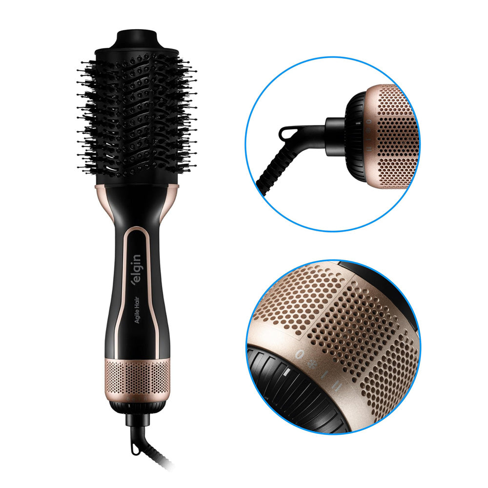 Escova Secadora de Cabelo Agile Hair Elgin Tourmaline ION 4 em 1 Bivolt 1200W