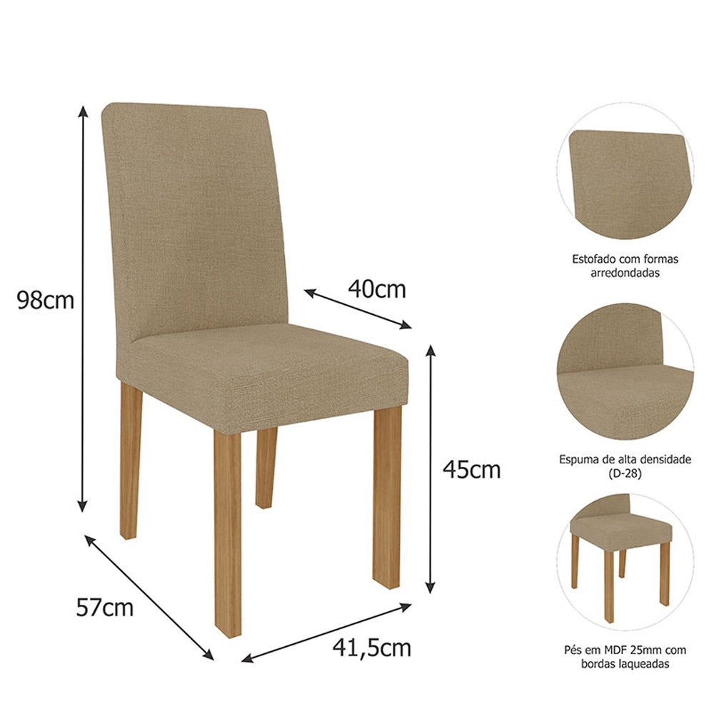 CONJUNTO 02 CADEIRAS ESTOFADAS SALA DE JANTAR MAIA CIMOL