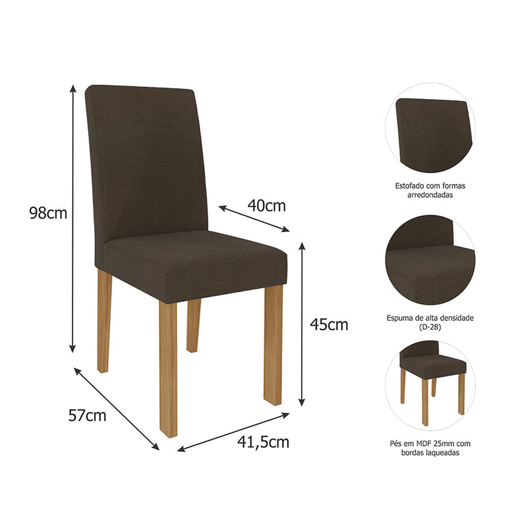 CONJUNTO 02 CADEIRAS ESTOFADAS SALA DE JANTAR MAIA CIMOL