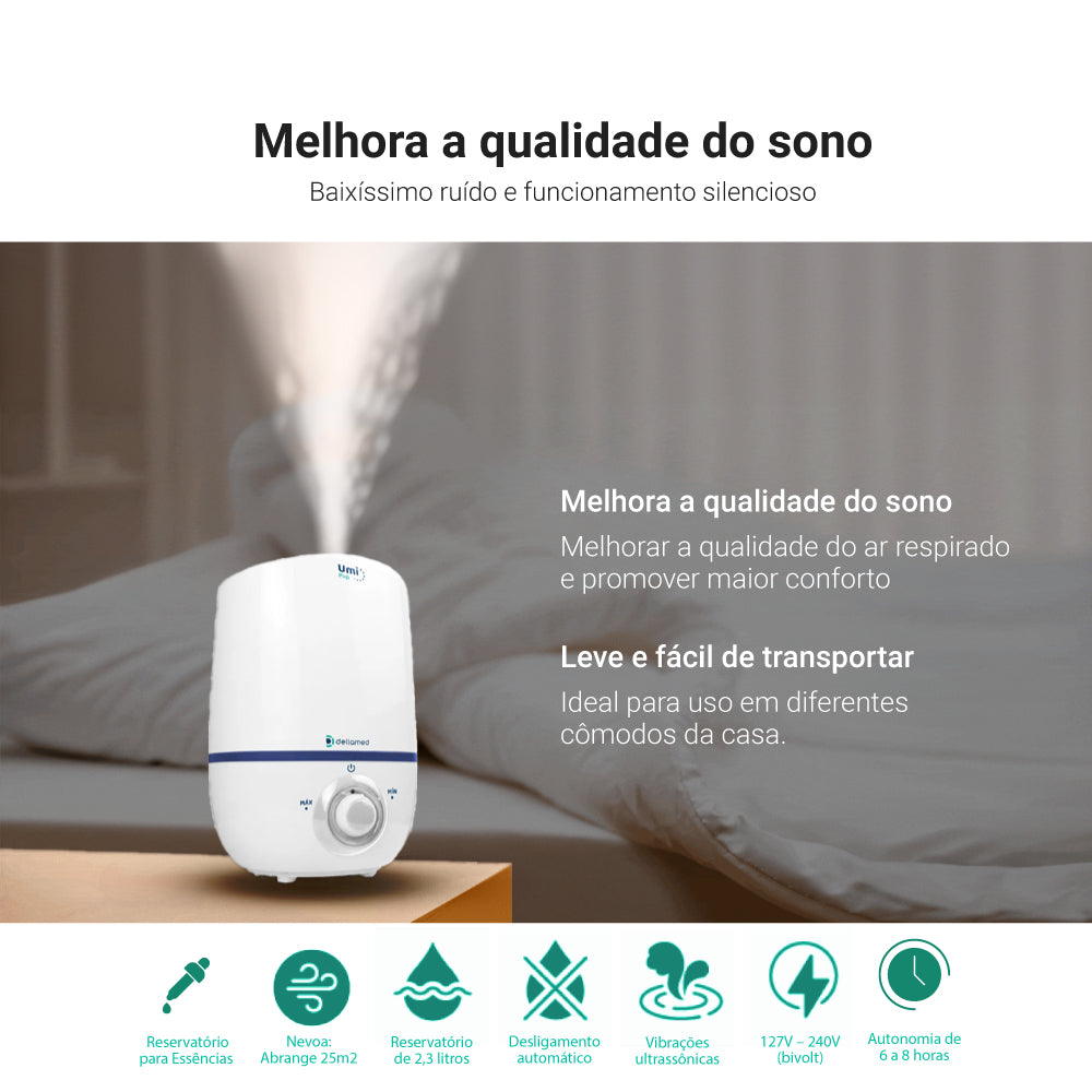 Umidificador De Ar Ultrassônico Umi Pop Health 2,3l Dellamed Cor Branco 110V/220V