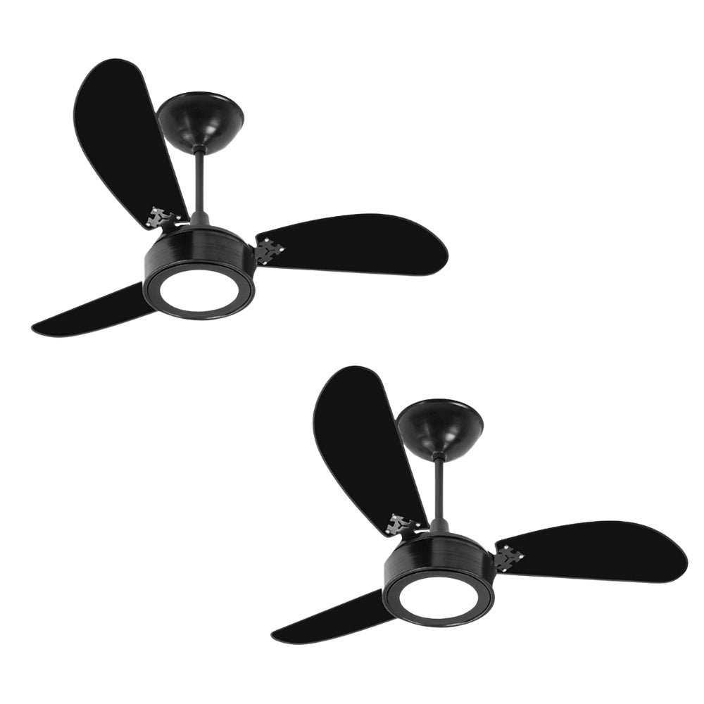 Kit 02 Ventilador De Teto New Light LED 6000K 3 Pás Preto 127V Ventidelta