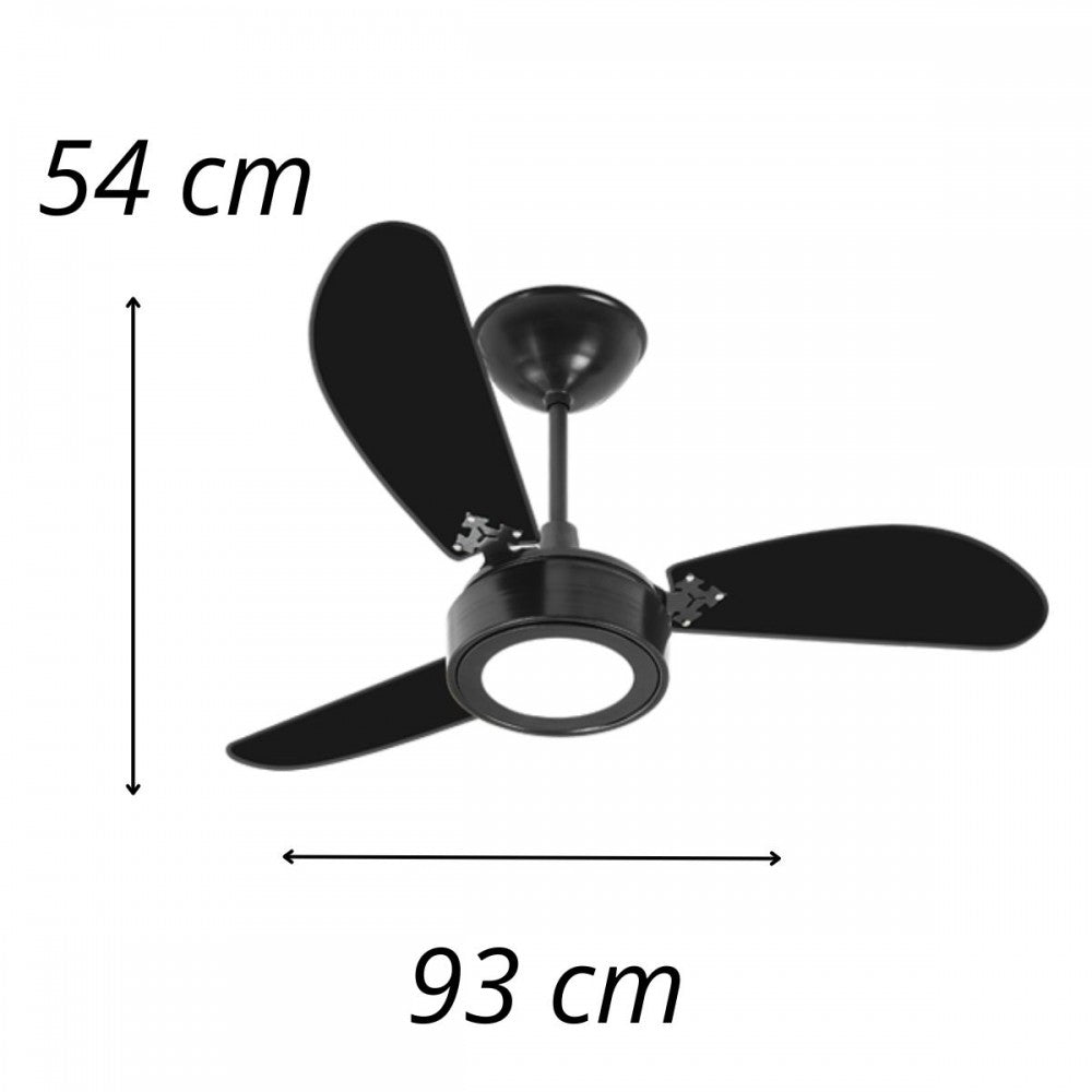 Kit 02 Ventilador De Teto New Light LED 6000K 3 Pás Preto 127V Ventidelta