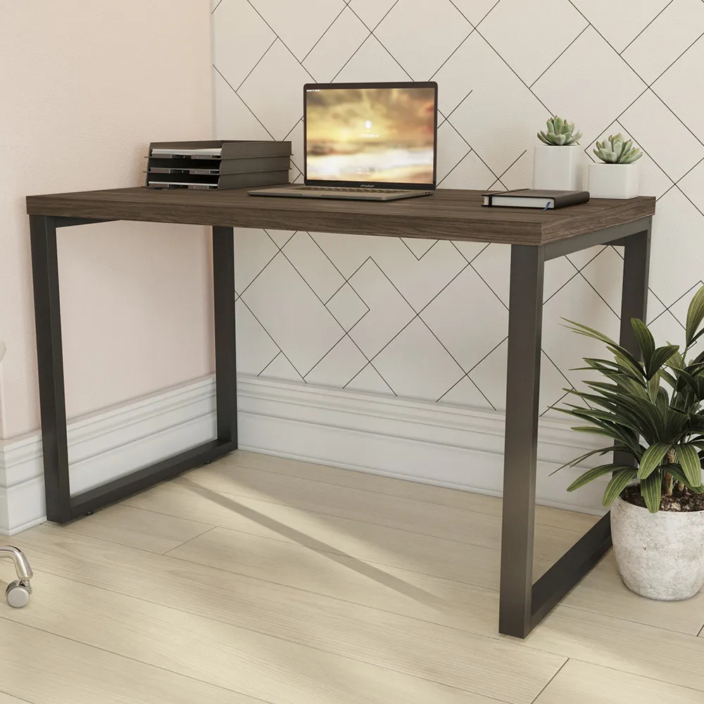 Conjunto Escritório Home Office Moderno Kappesberg com Estante Alta, Mesa e Gaveteiro - Aço e Madeira