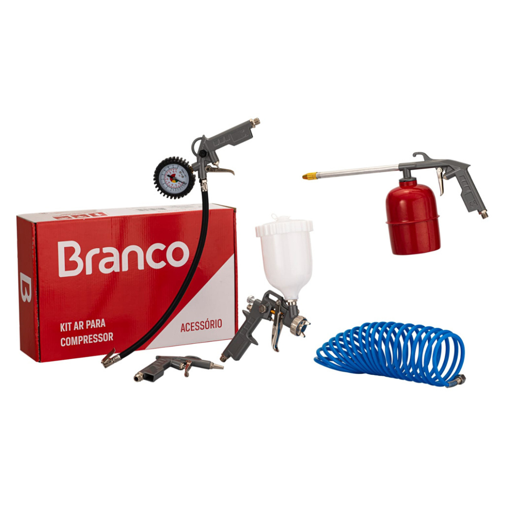 Kit Profissional Funilaria, Pintura e Limpeza com Compressor Motomil Gasolina 5,5HP 130L + Acessórios