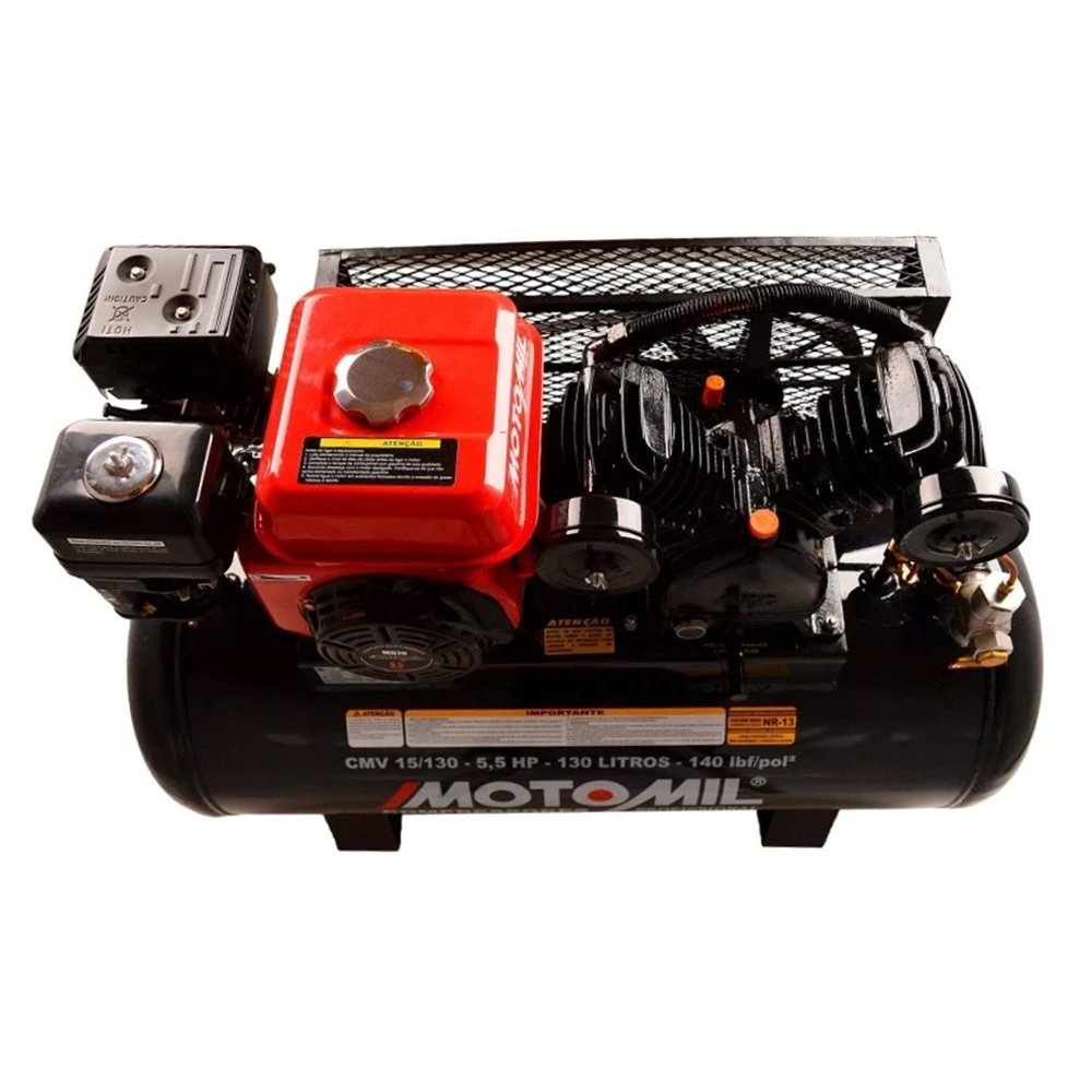 Kit Profissional Funilaria, Pintura e Limpeza com Compressor Motomil Gasolina 5,5HP 130L + Acessórios