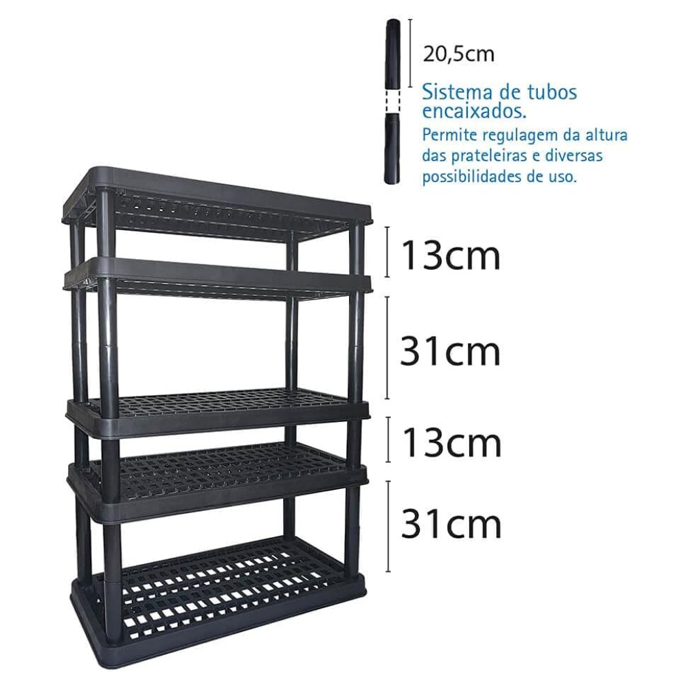 Kit Depósito Jardim Multiuso Área Externa 4x3 Manor Keter + Estante Plástica 5 Níveis