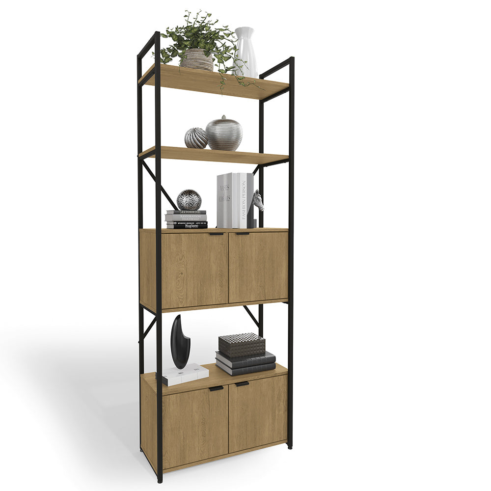 Estante Alta Armário Industrial Madeira com 4 Portas e Prateleira Kappesberg