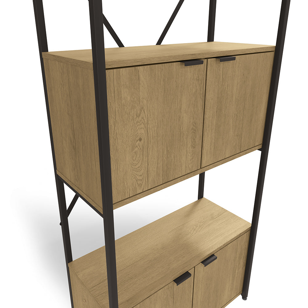 Estante Alta Armário Industrial Madeira com 4 Portas e Prateleira Kappesberg