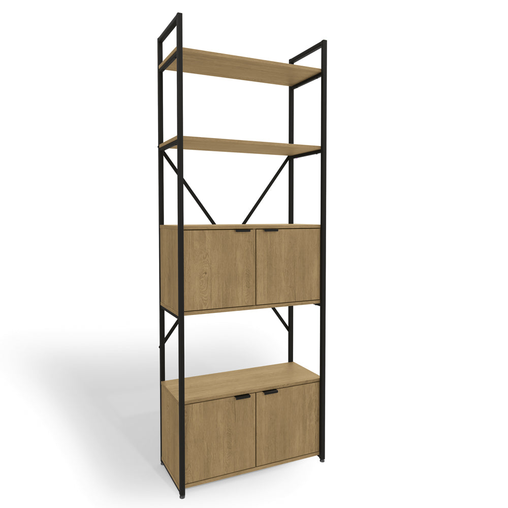 Estante Alta Armário Industrial Madeira com 4 Portas e Prateleira Kappesberg