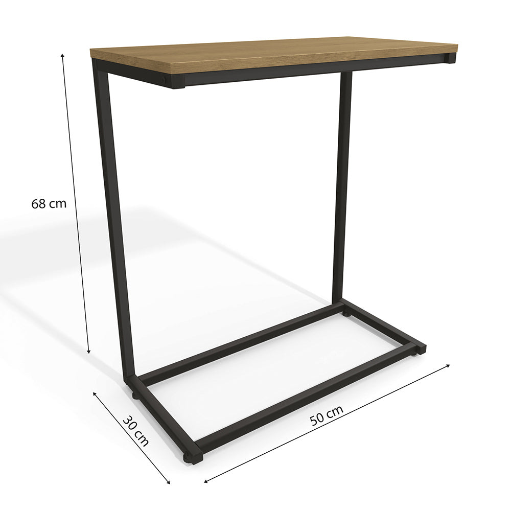 Mesa Apoio Lateral Sofá Industrial Vintage Metal e Madeira Kappesberg