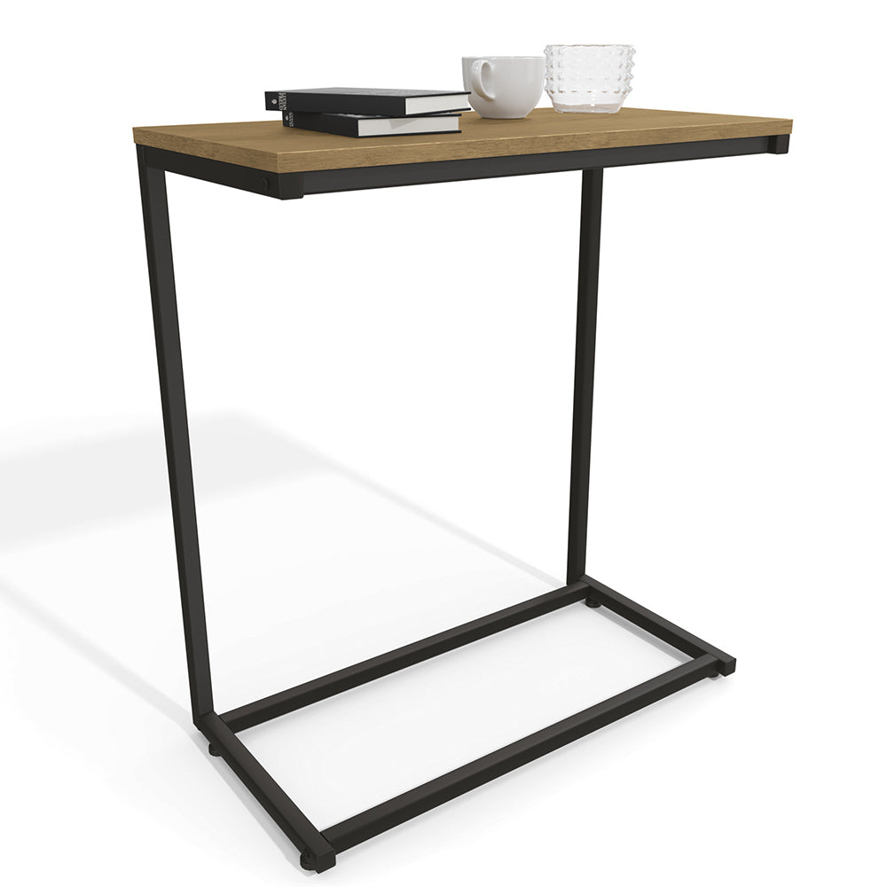 Mesa Apoio Lateral Sofá Industrial Vintage Metal e Madeira Kappesberg