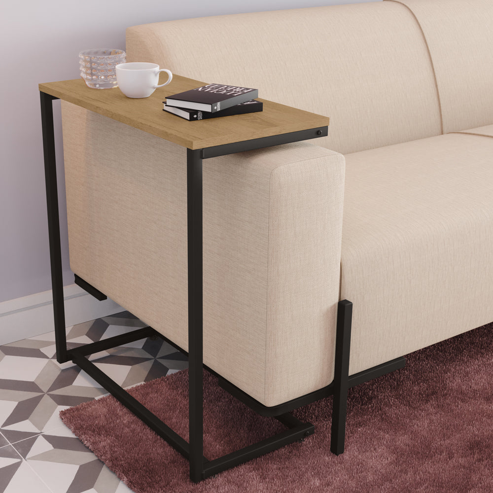 Mesa Apoio Lateral Sofá Industrial Vintage Metal e Madeira Kappesberg