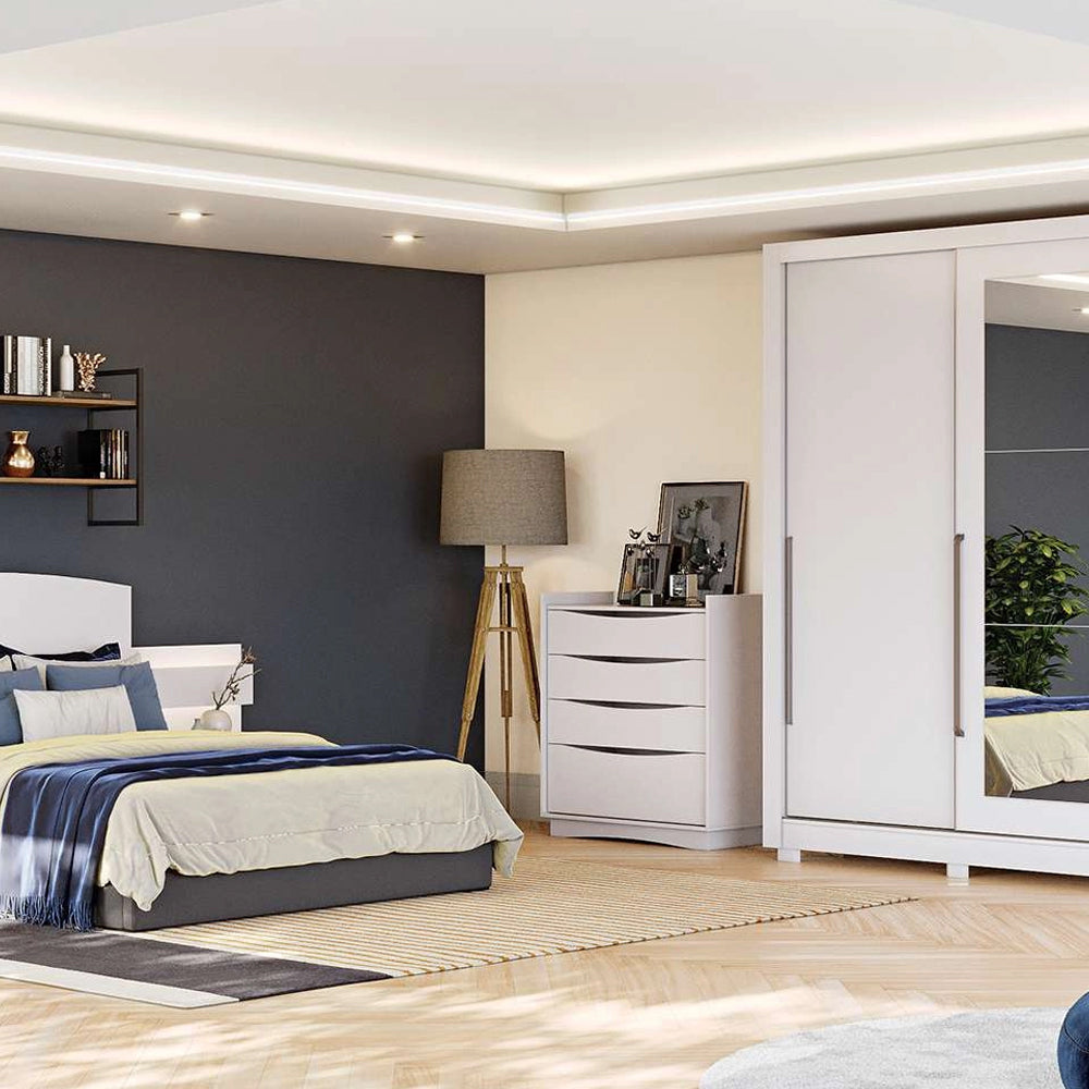 Comoda para Quarto 3 Gavetas e 1 Gavetão Branco Kappesberg