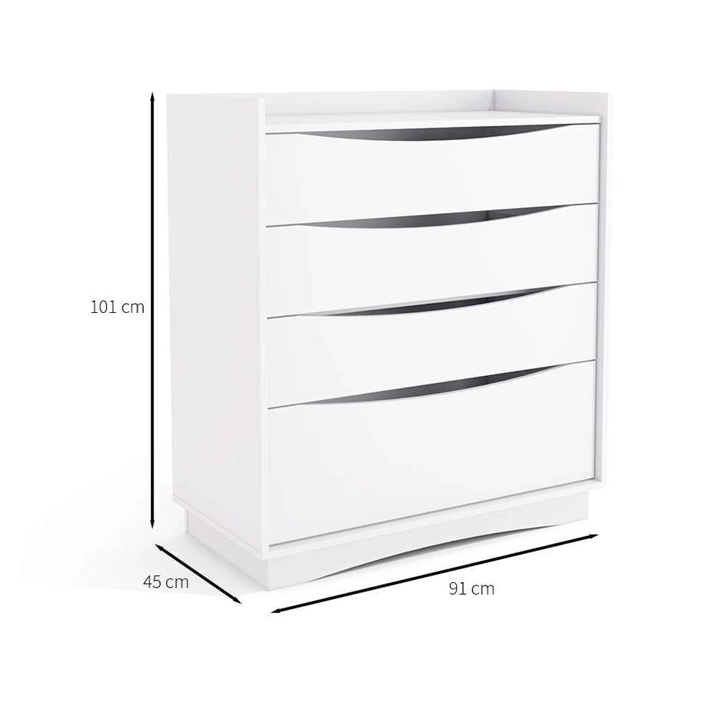 Comoda para Quarto 3 Gavetas e 1 Gavetão Branco Kappesberg