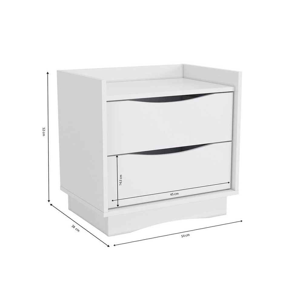 Mesa de Cabeceira 2 Gavetas Branco Kappesberg