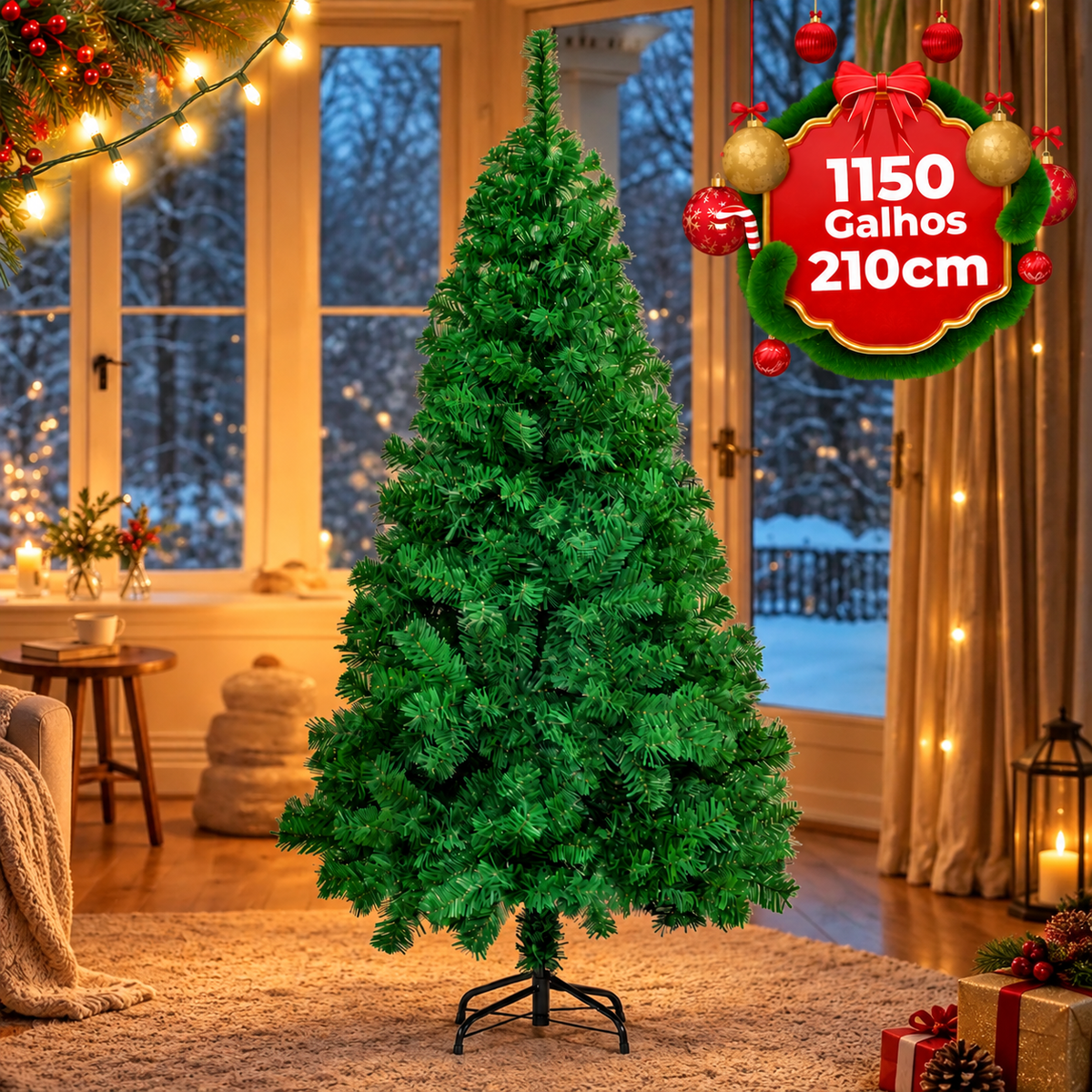 Árvore de Natal Pinheiro 2,10m 1150 Galhos