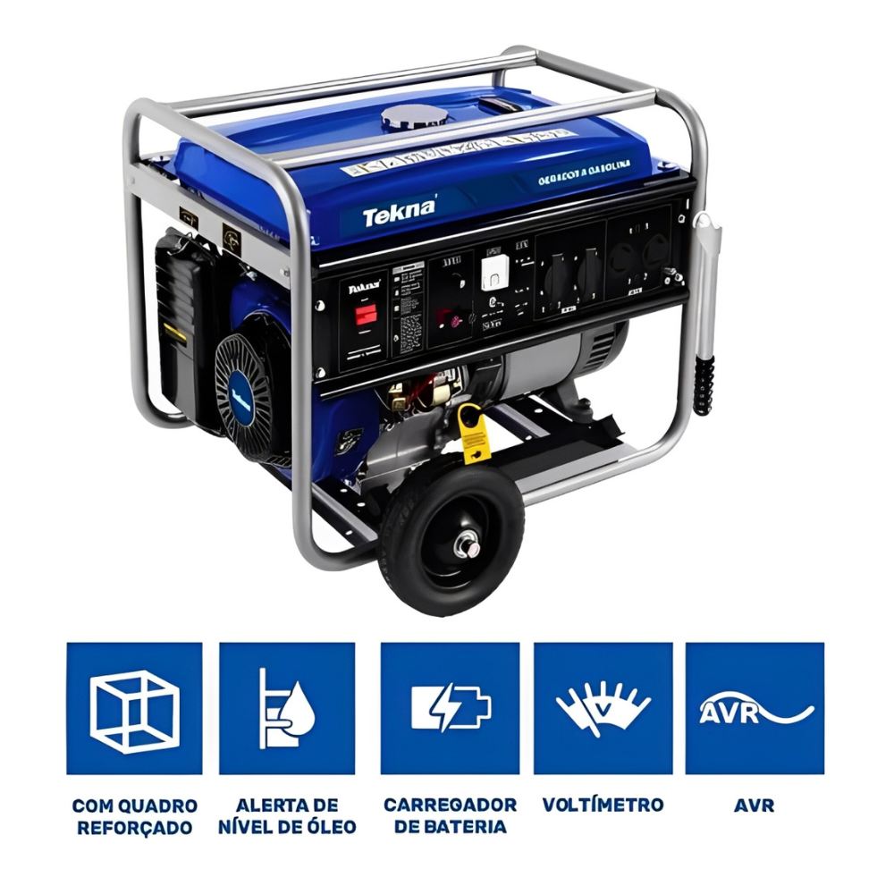 Gerador de Energia a Gasolina 6,0 Kva Bivolt Partida Manual com Avr Gt6500fb Tekna