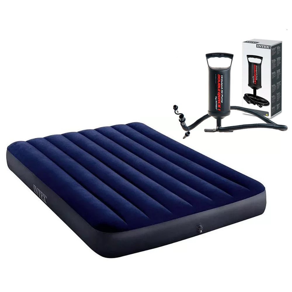 Colchão Casal Inflavel Intex Dura Beam Resistente até 273Kg Com Bomba de Ar 3 Bicos Intex