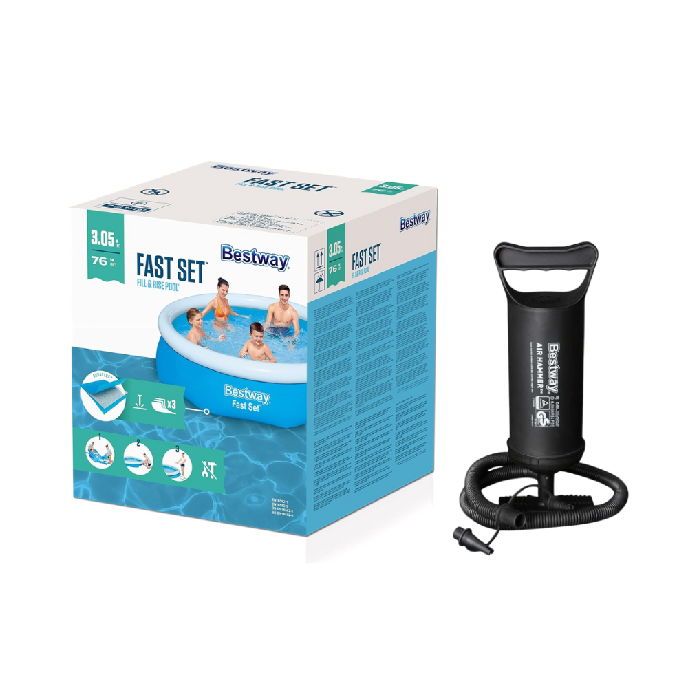 Piscina Inflável Grande Fast Set 3800 Litros Bestway com Bomba Manual
