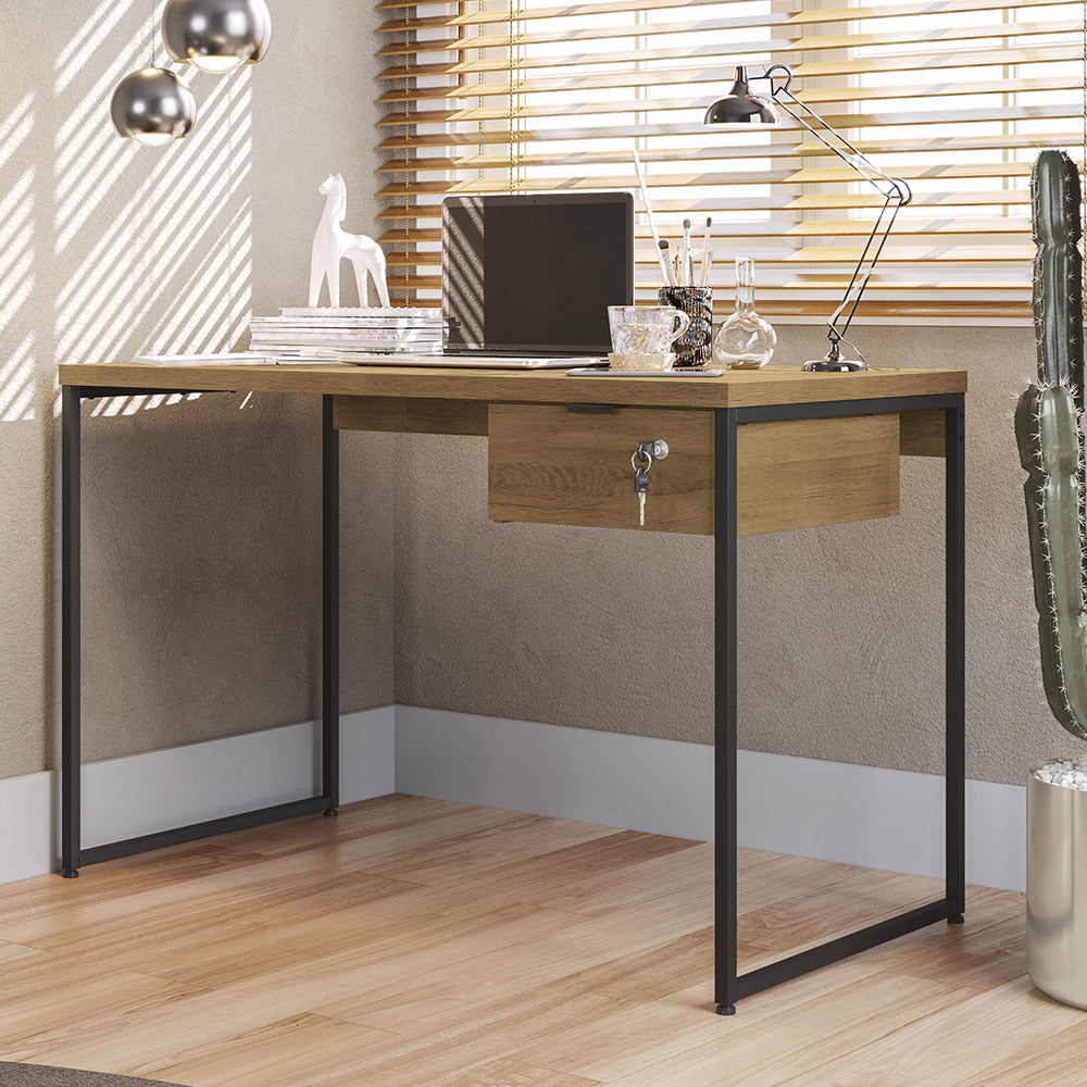 Mesa para Escritório Diretor Estilo Industrial 1,18m Frejo com 1 Gaveta Kapesberg