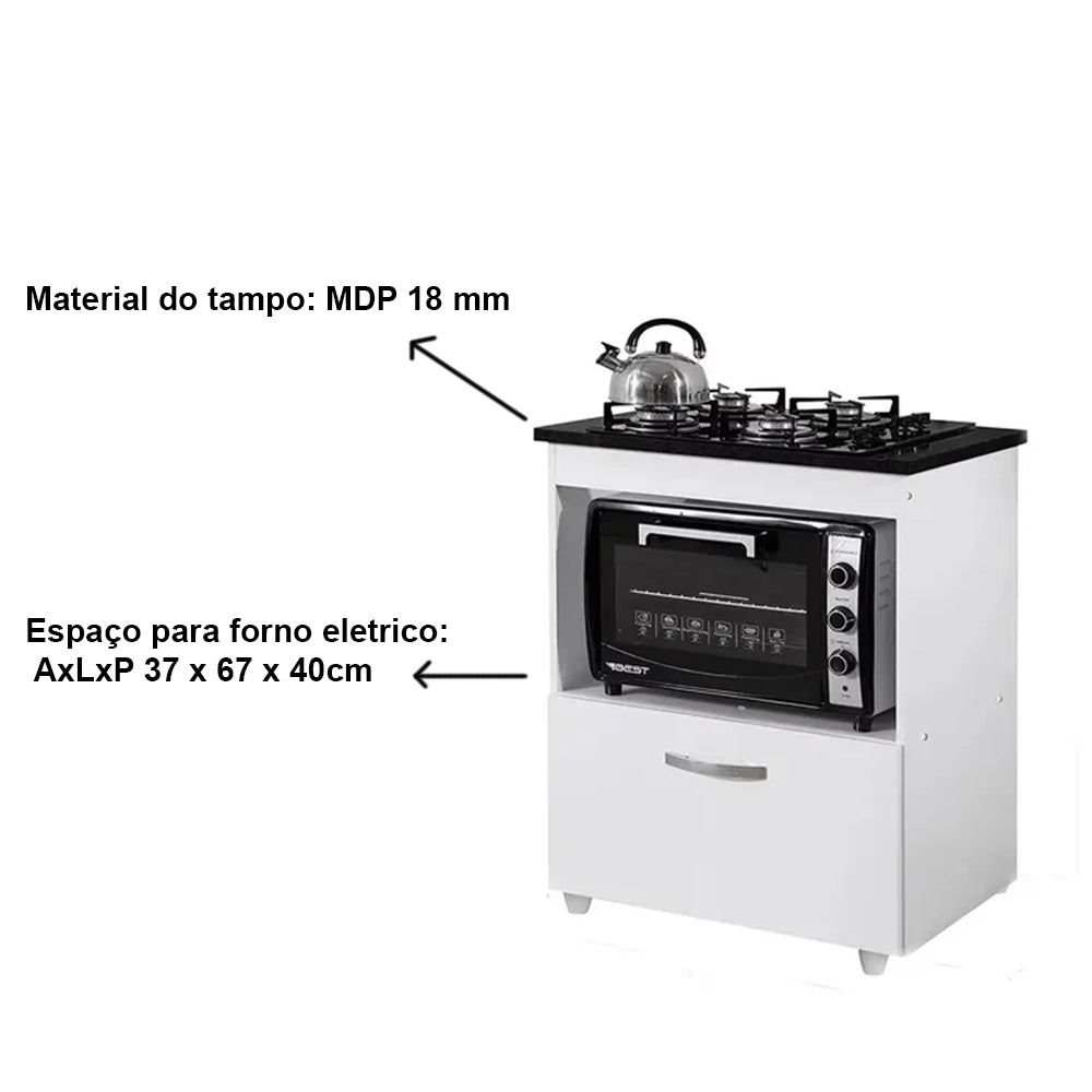 BALCÃO COOKTOP SALVIA 4 BOCAS KAIKI MÓVEIS