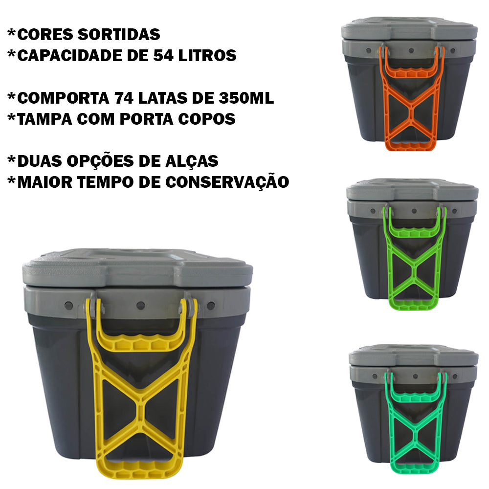 Caixa Térmica 54 Litros C/ Rodinha e Divisorias Camping, Pesca, Cooler