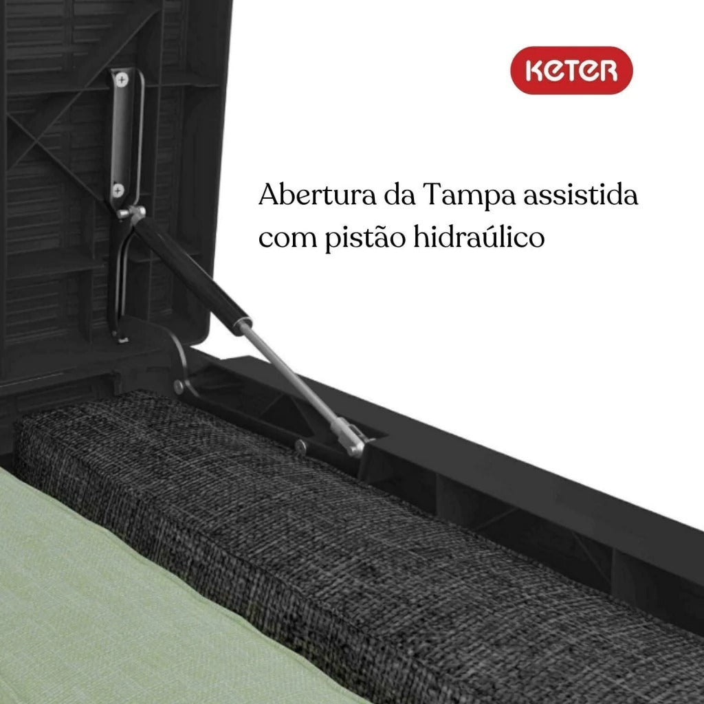 Baú Plástico 511 Litros Marrom Keter Sumatra Banco para 350kg - Resistente a Sol e Chuva