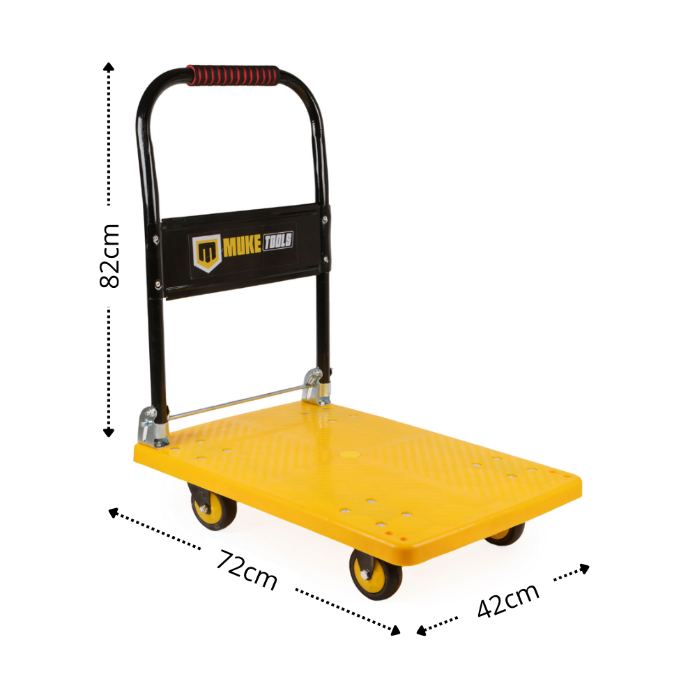 Carrinho Plataforma Dobrável 150kg 4 Rodas PU Aço Carbono Muke Tools