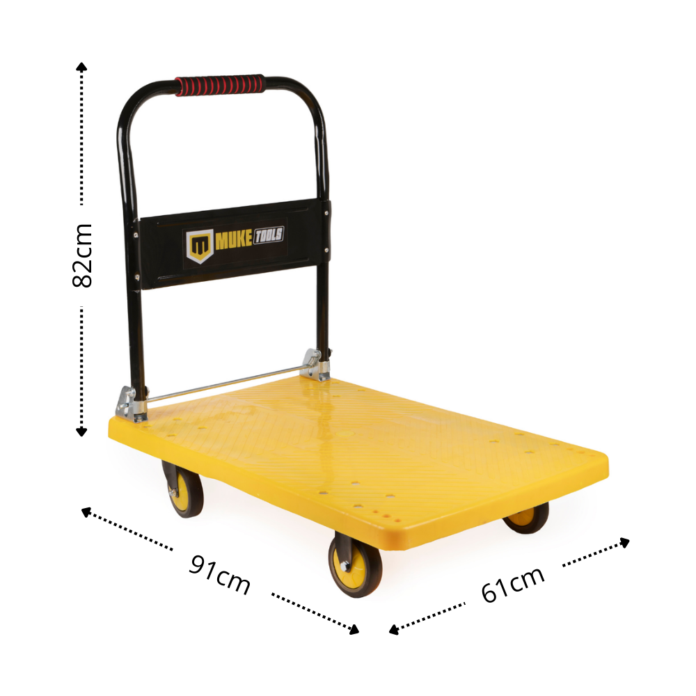 Carrinho Plataforma Dobrável 300kg 4 Rodas PU Aço Carbono Muke Tools