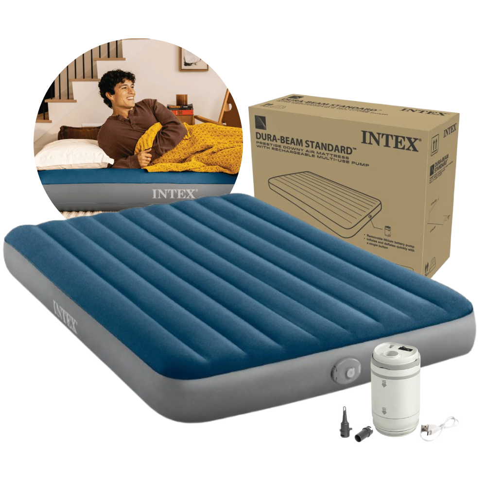 Colchão Inflável Casal Queen Intex Dura-Beam Prestige com Bomba USB Recarregável