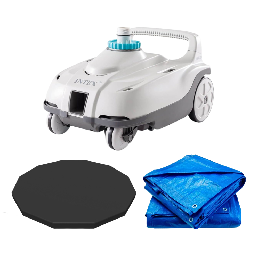 Robô Aspirador Piscina ZX100 com Capa 3,66m e Forro Lona 4x4m Intex