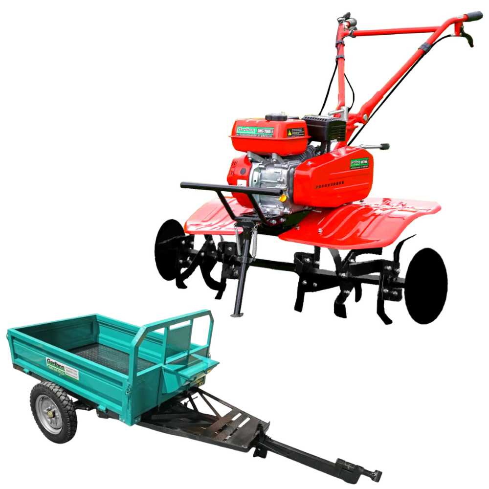 Kit Motocultivador Garthen GMG 7000-8 7HP com Carretinha Garthen GCM-500F 500kg