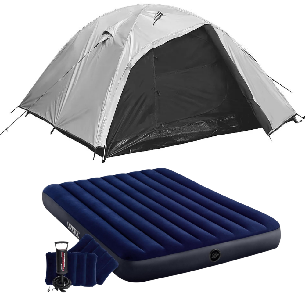 Kit Camping Max Barraca 6 Pessoas Onix Blackout Com Colchão Casal Com Bomba Manual Nautika