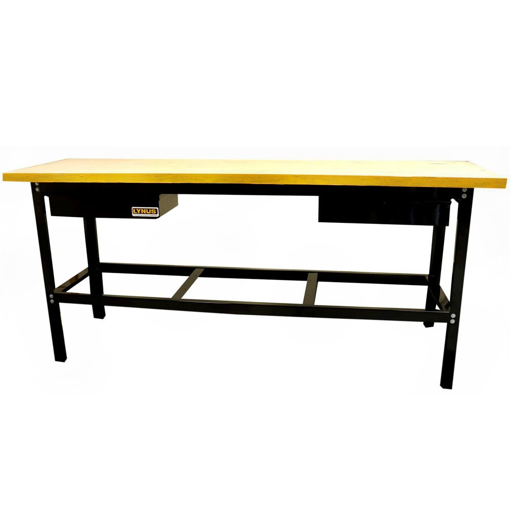 Bancada de Oficina Aberta com 2 Gavetas 400kg 2 Metros Tampo 40mm Lynus