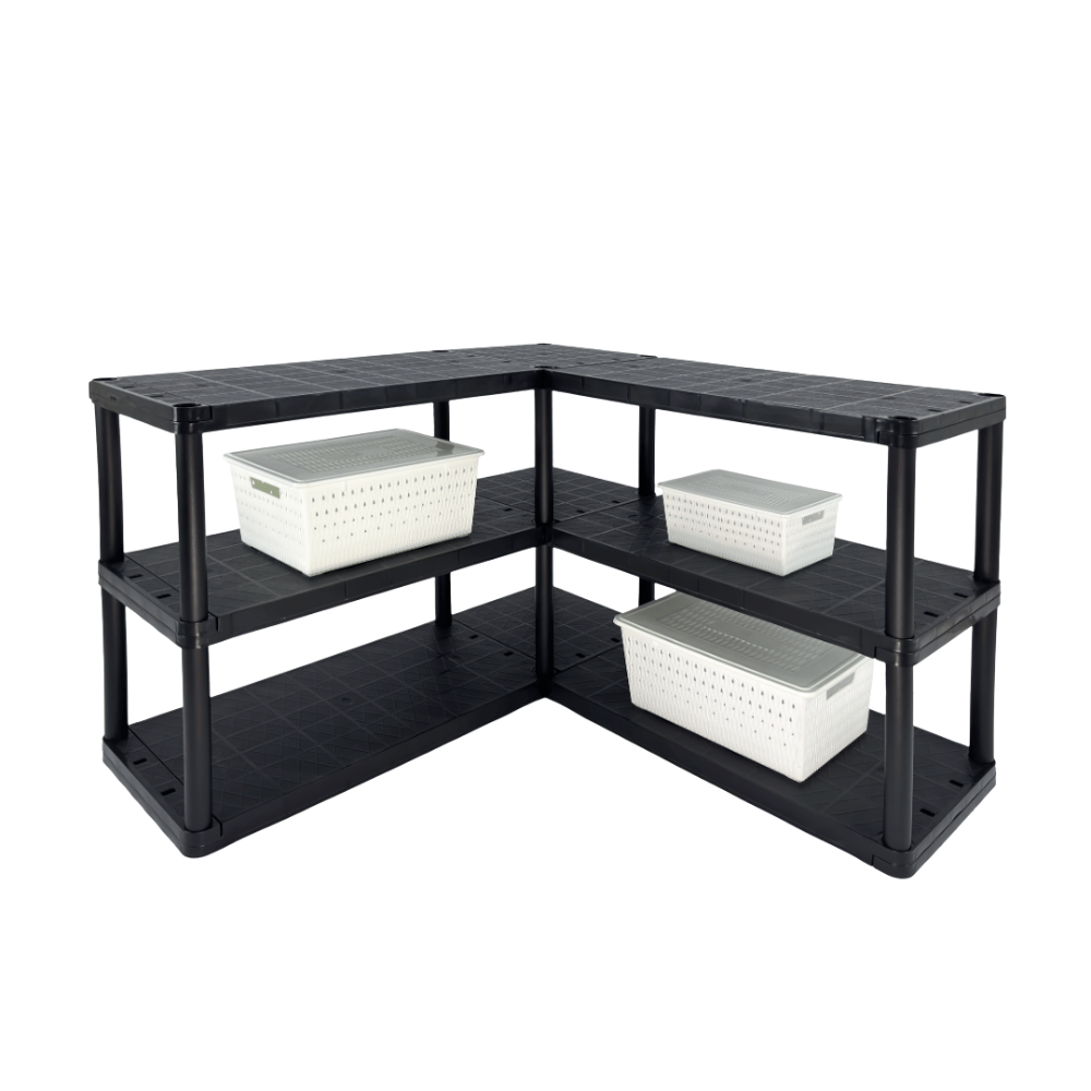 Estante Plástica Conecta em L Modular Preta Antares