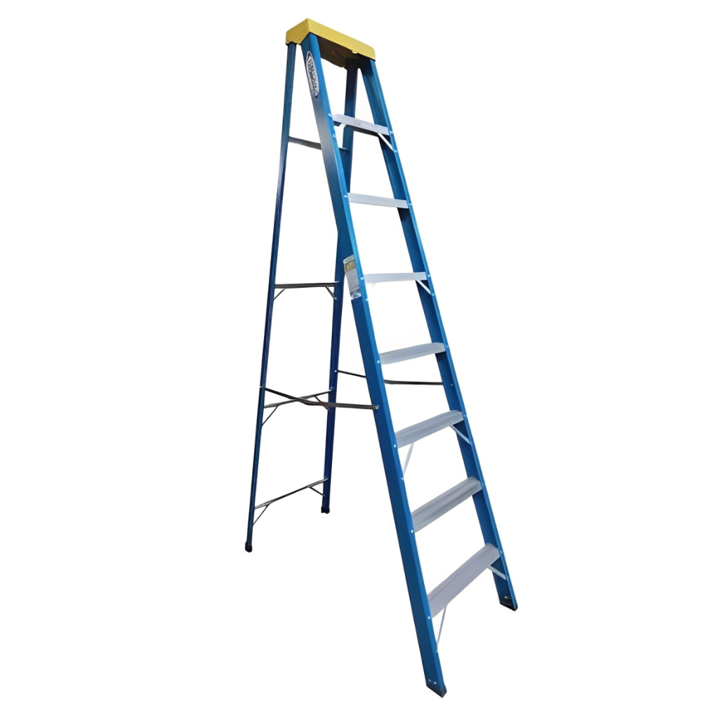Escada de Fibra Alumínio Tesoura Simples Premium  2,40m 8 Degraus 120kg W.Bertolo