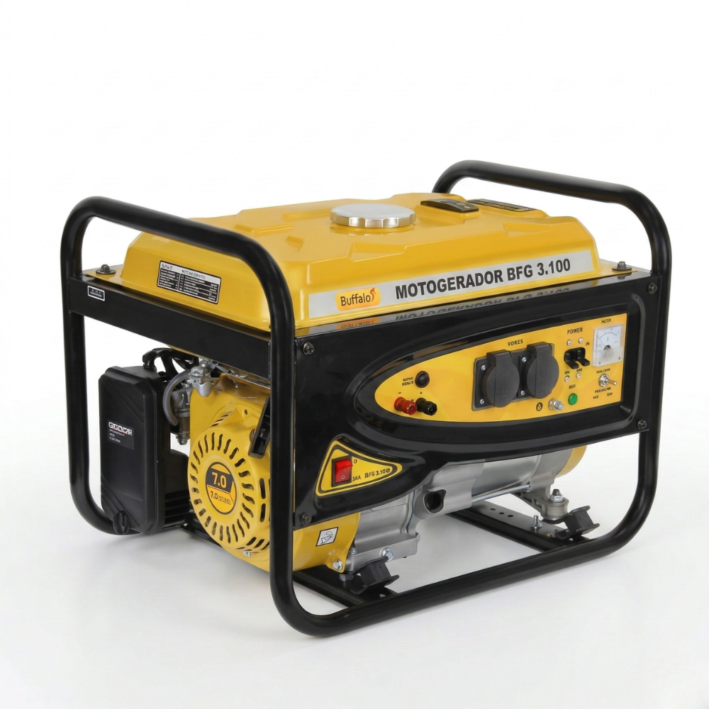 ERADOR À GASOLINA PARTIDA MANUAL 3,1 KVA 110/220V BFG3100 MONOFÁSICO BUFFALO