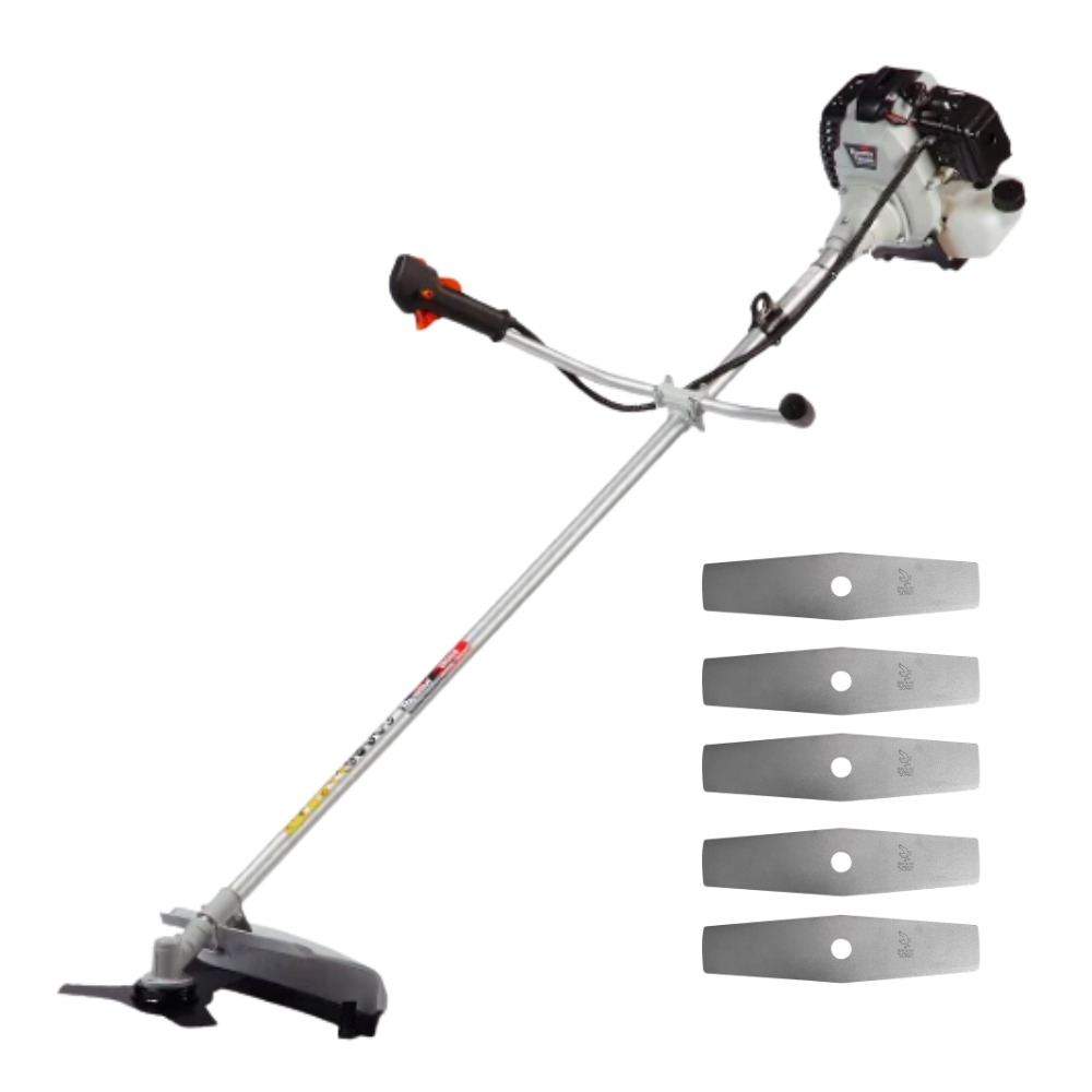 Kit Roçadeira Lateral Toyama TBC43H 42,7CC 1.7HP + 5 Lâminas Profissionais