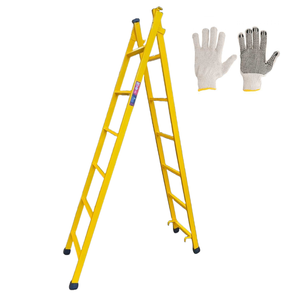 Escada Extensiva 6/12 Degraus 3 metros Multifuncional 3 em 1 em Aço + Luva de Malha Pigmentada Vonder