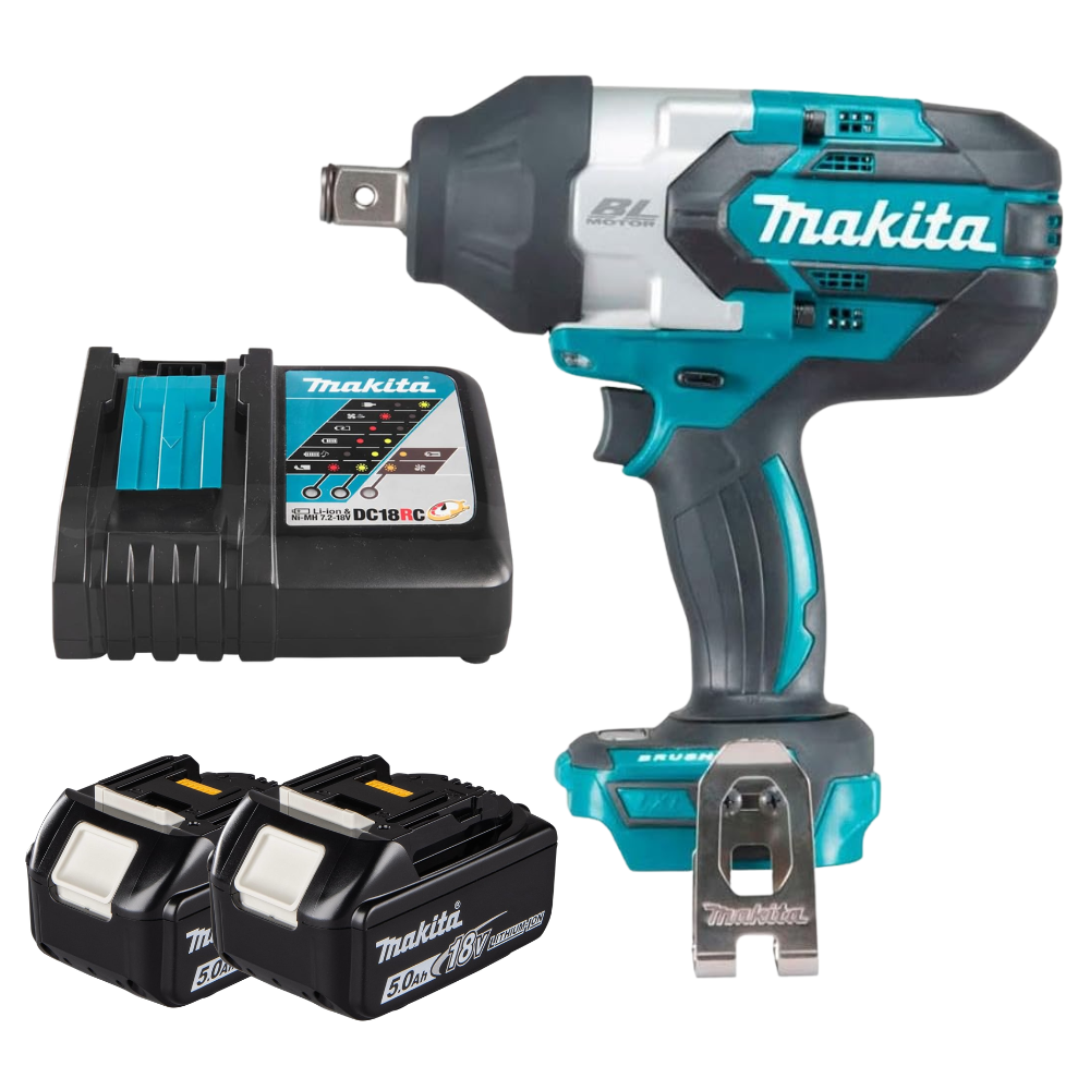 Chave de Impacto Makita DTW1001Z 18V Brushless 1050Nm Com 2 Baterias 5.0Ah e Carregador Bivolt